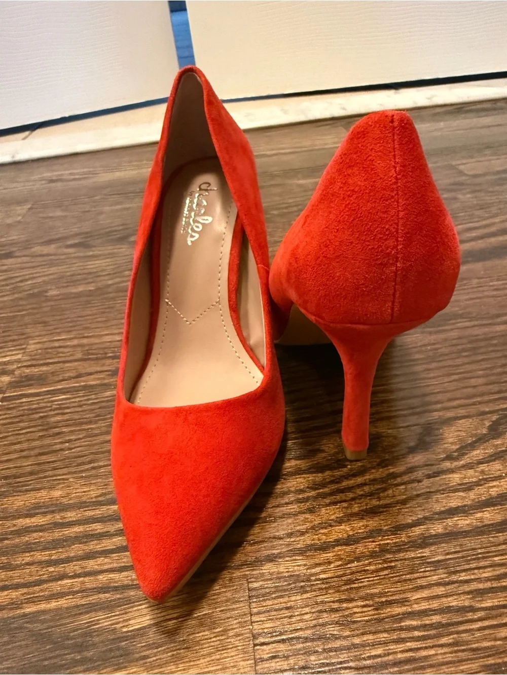 Charles by Charles David Red Suede Pointed-Toe Stiletto Pumps
